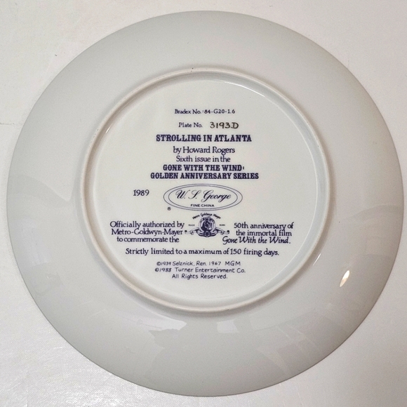 Gone with the Wind "Strolling in Atlanta" 1989 Plate #3193D - Picture 8 of 9